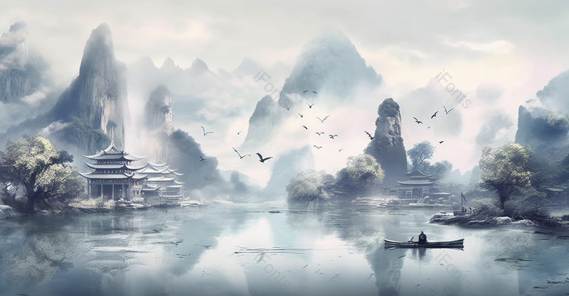 中国风质感山水画油画风景艺术水墨插画,插画/手绘图,插画/手绘图库,插画/手绘图下载,插画/手绘